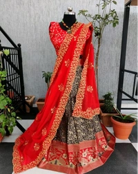 ABHISARIKA VOGUISH Embroidered Banarsi  Women Lehenga - Free Size, Semi Stitched, Pack of1